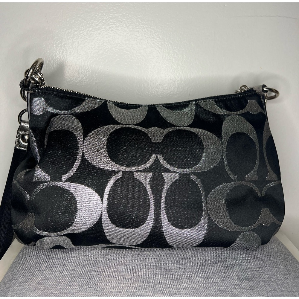 Coach Silver & Black Crossbody Bag EUC sold - Picture 2 of 11